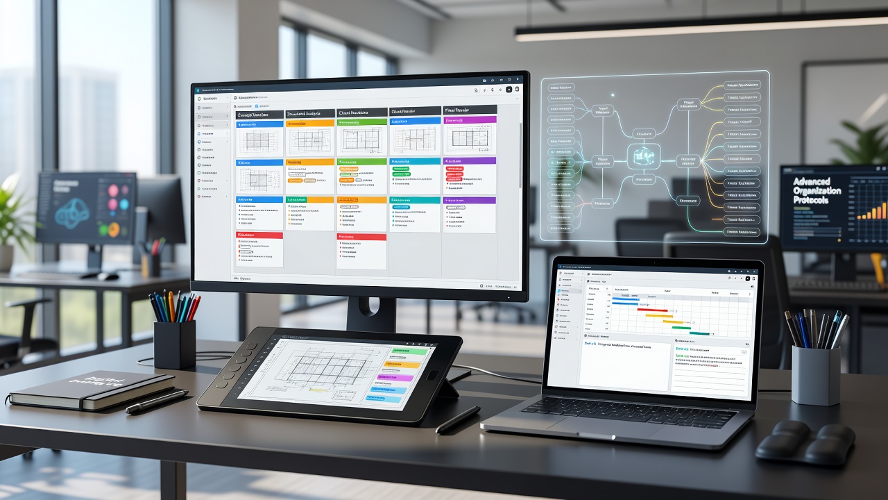 Dashboard view illustrating synchronized notes linked to project milestones in a drafting environment