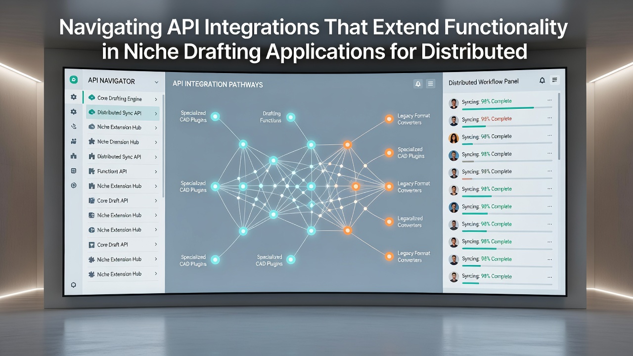 API integration dashboard showing data flows between drafting software and external team collaboration tools